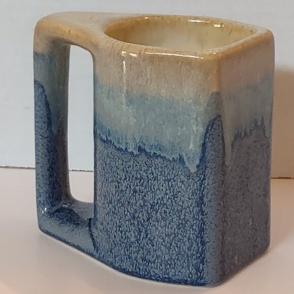 COFFEE Latte MUG TEA CUP MUG Art Deco Pottery Blue Glaze - Picture 7 of 7